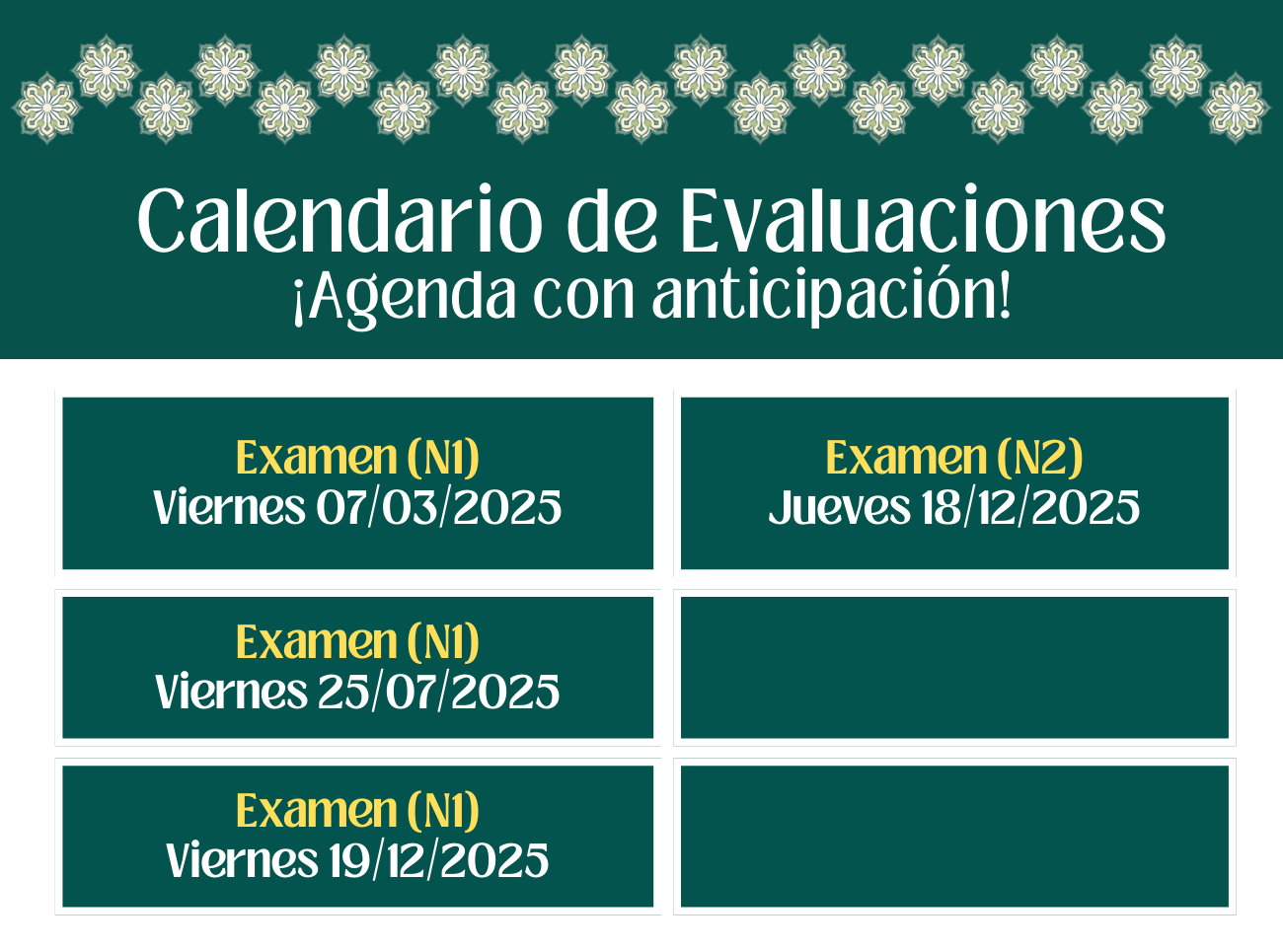 calender exam